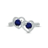 Thumbnail Image 3 of Blue Lab-Created Sapphire Double Heart Promise Ring Sterling Silver