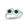 Thumbnail Image 1 of Lab-Created Emerald Double Heart Promise Ring Sterling Silver