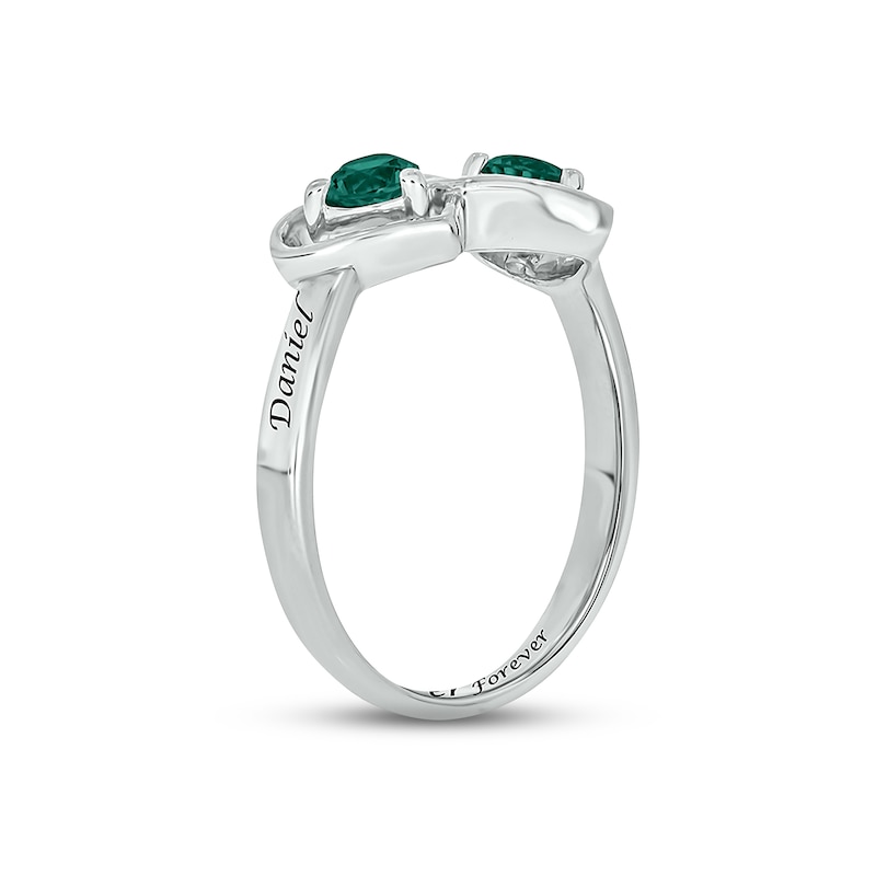 Main Image 2 of Lab-Created Emerald Double Heart Promise Ring Sterling Silver