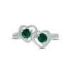 Thumbnail Image 3 of Lab-Created Emerald Double Heart Promise Ring Sterling Silver