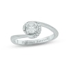 Thumbnail Image 1 of White Lab-Created Sapphire & Diamond Promise Ring 1/20 ct tw Round-cut Sterling Silver