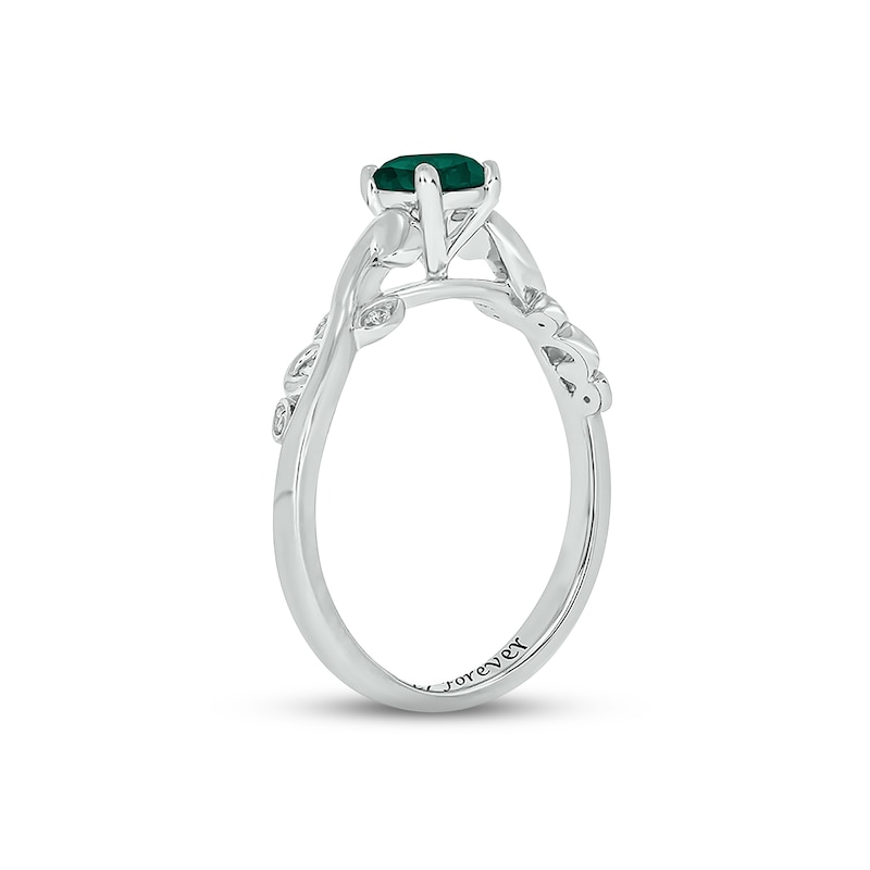 Main Image 2 of Lab-Created Emerald & Diamond Promise Ring Sterling Silver