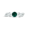 Thumbnail Image 3 of Lab-Created Emerald & Diamond Promise Ring Sterling Silver