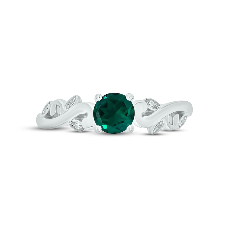 Main Image 3 of Lab-Created Emerald & Diamond Promise Ring Sterling Silver