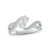 Thumbnail Image 1 of White Lab-Created Sapphire & Diamond Promise Ring 1/10 ct tw Round-cut Sterling Silver