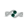 Thumbnail Image 3 of Lab-Created Emerald & Diamond Promise Ring 1/10 ct tw Round-cut Sterling Silver