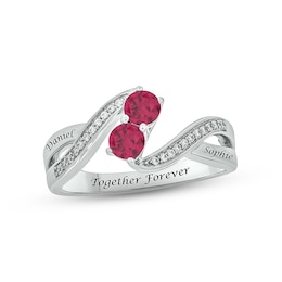 Lab-Created Ruby & Diamond Promise Ring 1/10 ct tw Round-cut Sterling Silver