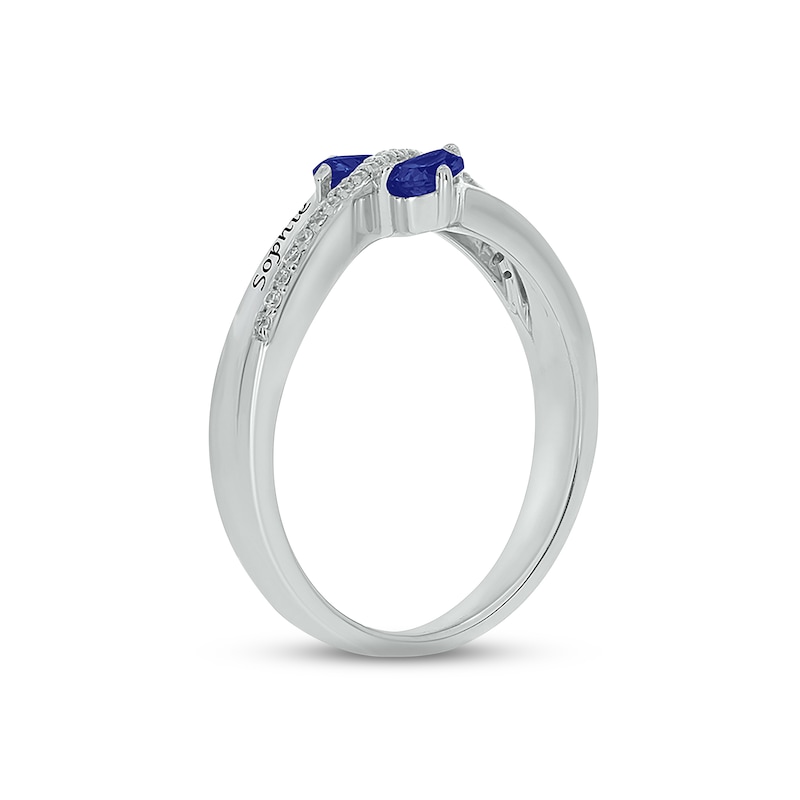 Main Image 2 of Blue Lab-Created Sapphire & Diamond Promise Ring 1/10 ct tw Round-cut Sterling Silver