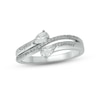 Thumbnail Image 1 of White Lab-Created Sapphire & Diamond Promise Ring 1/10 ct tw Round-cut Sterling Silver