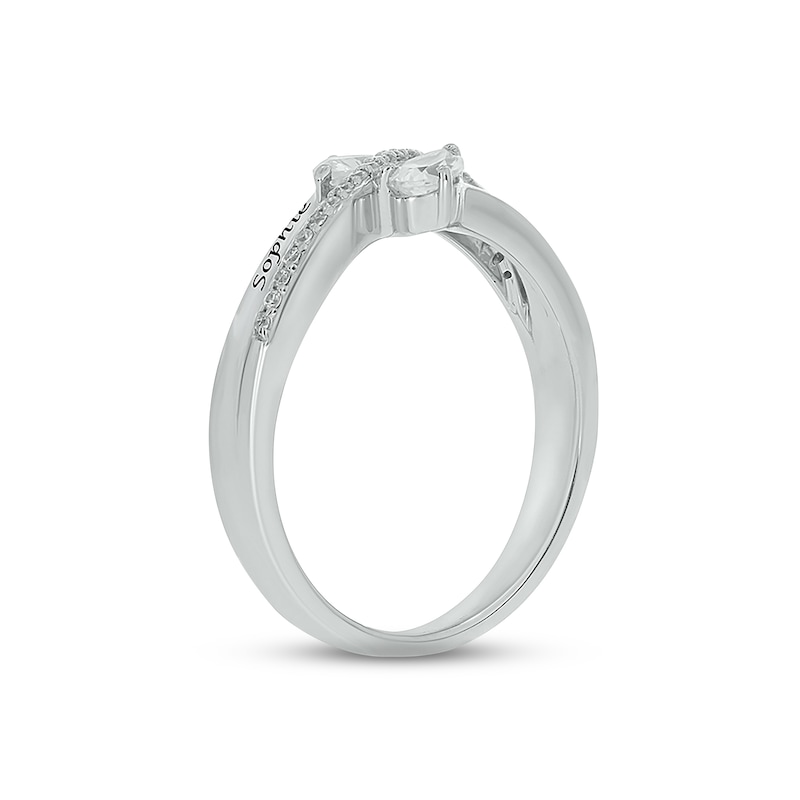 Main Image 2 of White Lab-Created Sapphire & Diamond Promise Ring 1/10 ct tw Round-cut Sterling Silver