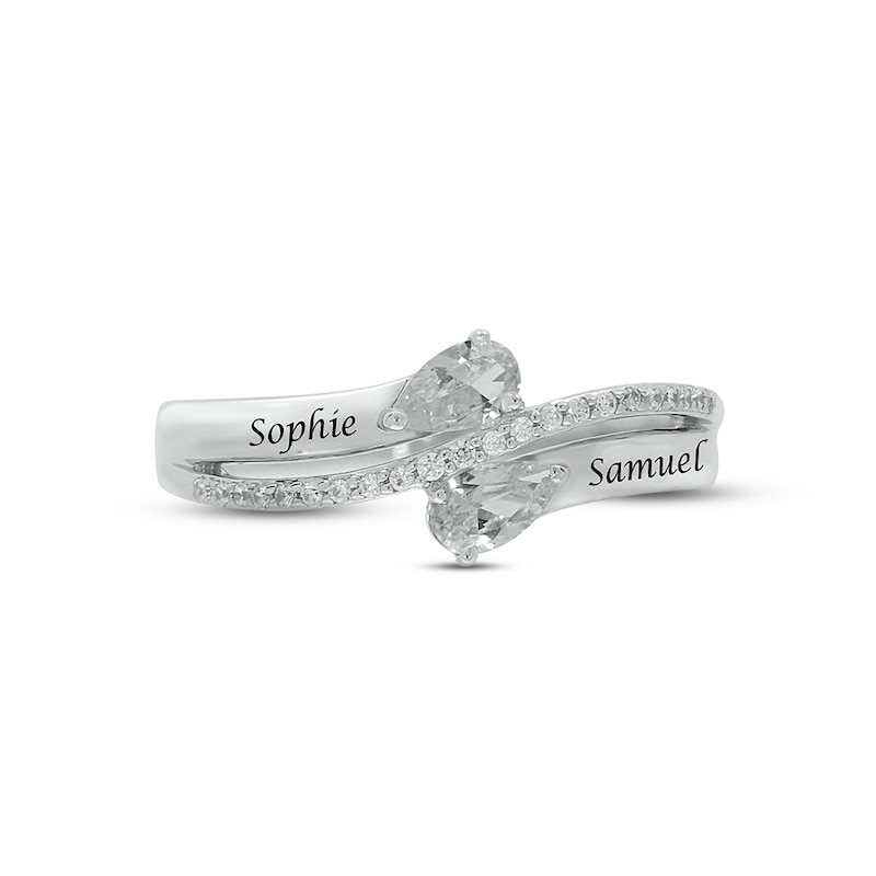 Main Image 3 of White Lab-Created Sapphire & Diamond Promise Ring 1/10 ct tw Round-cut Sterling Silver