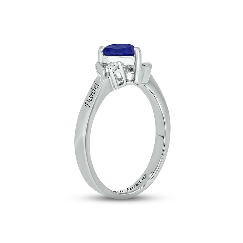 Blue Lab-Created Sapphire & Diamond Heart Promise Ring 1/20 ct tw Round ...