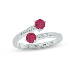 Lab-Created Ruby & Diamond Wrap Promise Ring 1/20 ct tw Round-cut Sterling Silver