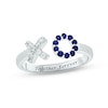 Thumbnail Image 1 of Blue Lab-Created Sapphire & Diamond XO Promise Ring 1/10 ct tw Round-cut Sterling Silver