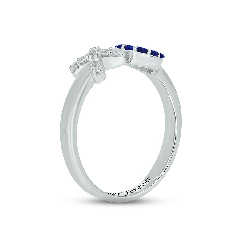 Main Image 2 of Blue Lab-Created Sapphire & Diamond XO Promise Ring 1/10 ct tw Round-cut Sterling Silver