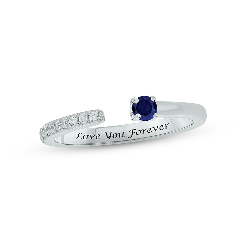 Main Image 1 of Blue Lab-Created Sapphire & Diamond Deconstructed Promise Ring 1/10 ct tw Round-cut Sterling Silver