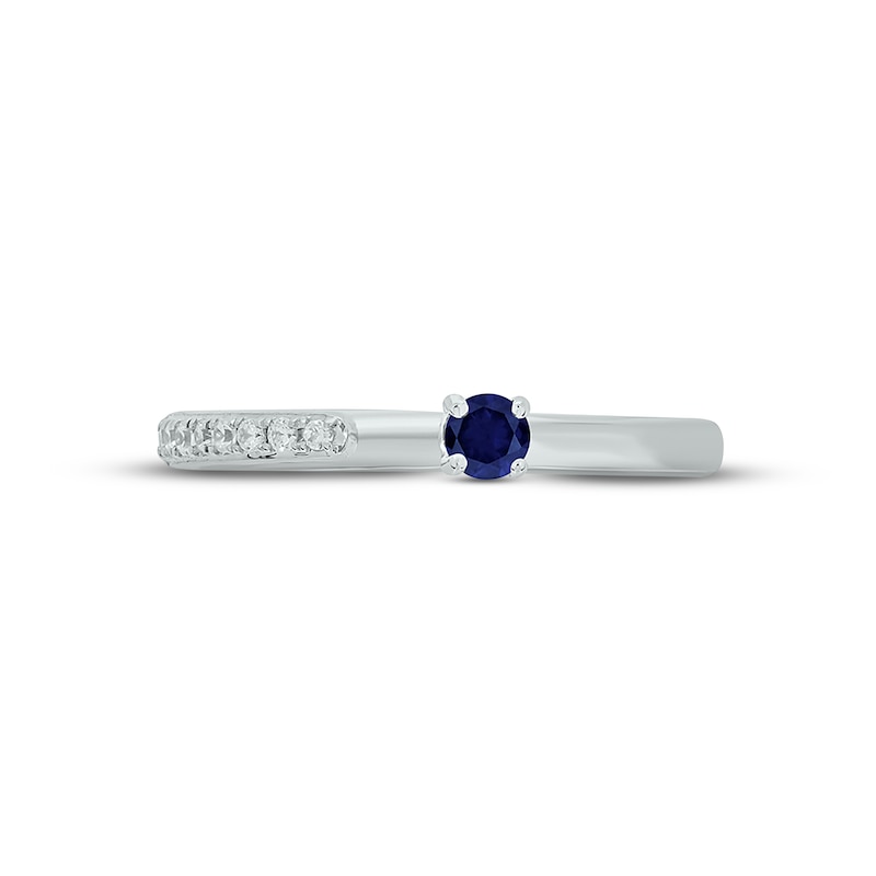 Main Image 3 of Blue Lab-Created Sapphire & Diamond Deconstructed Promise Ring 1/10 ct tw Round-cut Sterling Silver