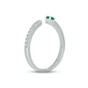 Thumbnail Image 2 of Lab-Created Emerald & Diamond Deconstructed Promise Ring 1/10 ct tw Round-cut Sterling Silver