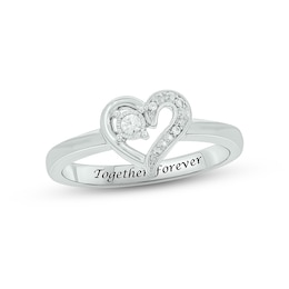 Diamond Heart Promise Ring 1/20 ct tw Round-cut Sterling Silver