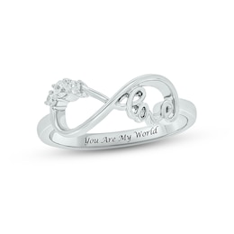 Diamond &quot;Love&quot; Infinity Promise Ring 1/10 ct tw Round-cut Sterling Silver