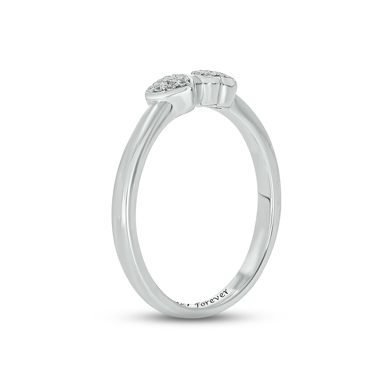 Main Image 2 of Diamond Double Heart Promise Ring 1/10 ct tw Round-cut Sterling Silver