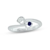 Thumbnail Image 1 of Blue Lab-Created Sapphire & Diamond Double Heart Promise Ring 1/20 ct tw Round-cut Sterling Silver