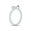 Thumbnail Image 2 of Blue Lab-Created Sapphire & Diamond Double Heart Promise Ring 1/20 ct tw Round-cut Sterling Silver