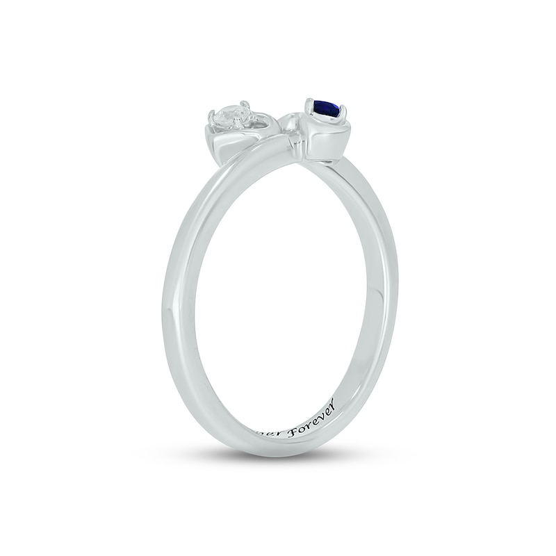 Main Image 2 of Blue Lab-Created Sapphire & Diamond Double Heart Promise Ring 1/20 ct tw Round-cut Sterling Silver