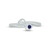 Thumbnail Image 3 of Blue Lab-Created Sapphire & Diamond Double Heart Promise Ring 1/20 ct tw Round-cut Sterling Silver