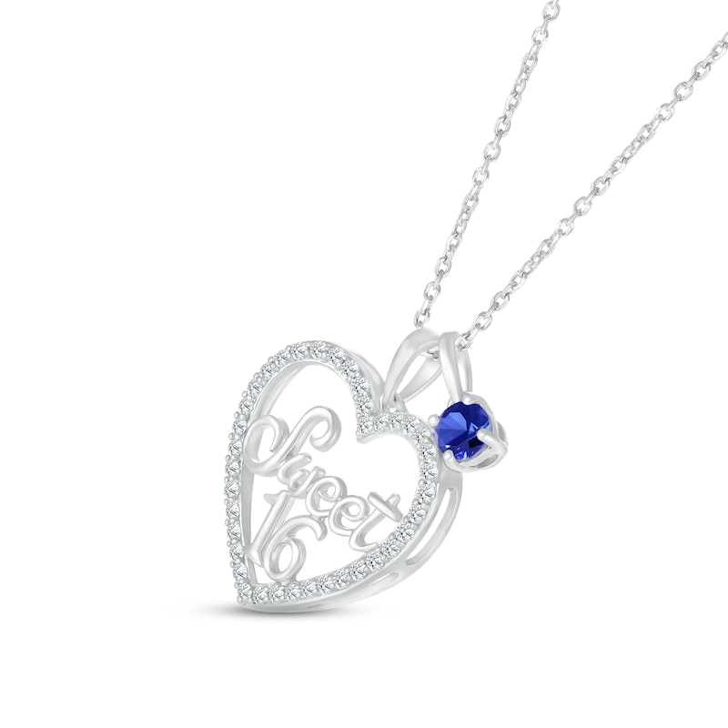 Blue Sapphire Heart Necklace Sterling Silver September 