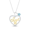 Thumbnail Image 1 of Swiss Blue Topaz & White Lab-Created Sapphire &quot;Sweet 16&quot; Necklace Sterling Silver & 10K Yellow Gold 18&quot;