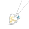 Thumbnail Image 2 of Swiss Blue Topaz & White Lab-Created Sapphire &quot;Sweet 16&quot; Necklace Sterling Silver & 10K Yellow Gold 18&quot;