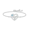 Thumbnail Image 0 of Swiss Blue Topaz & White Lab-Created Sapphire "Sweet 16" Bolo Bracelet Sterling Silver 9.5"