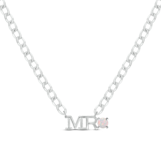 Men's Lab-Created Opal "Mr." Cuban Chain Necklace Sterling Silver 20"