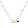 Thumbnail Image 0 of Men's Blue Lab-Created Sapphire "Mr." Cuban Chain Necklace Sterling Silver & 10K Yellow Gold 20"
