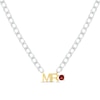 Thumbnail Image 0 of Men's Garnet "Mr." Cuban Chain Necklace Sterling Silver & 10K Yellow Gold 20"