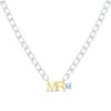 Thumbnail Image 1 of Men's Aquamarine &quot;Mr.&quot; Cuban Chain Necklace Sterling Silver & 10K Yellow Gold 20&quot;