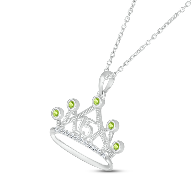 Main Image 2 of Peridot & White Lab-Created Sapphire Quinceañera Crown Necklace Sterling Silver 18&quot;