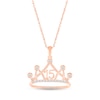 Thumbnail Image 0 of White Lab-Created Sapphire Quinceañera Crown Necklace 10K Rose Gold 18"