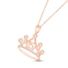 Thumbnail Image 1 of White Lab-Created Sapphire Quinceañera Crown Necklace 10K Rose Gold 18"