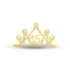 Thumbnail Image 2 of White Lab-Created Sapphire Quinceañera Crown Ring 10K Yellow Gold