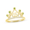 Thumbnail Image 1 of Peridot & White Lab-Created Sapphire Quinceañera Crown Ring 10K Yellow Gold