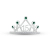 Thumbnail Image 1 of Lab-Created Emerald & White Lab-Created Sapphire Quinceañera Crown Ring Sterling Silver