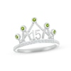Thumbnail Image 0 of Peridot & White Lab-Created Sapphire Quinceañera Crown Ring Sterling Silver