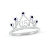 Thumbnail Image 1 of Blue & White Lab-Created Sapphire Quinceañera Crown Ring 10K White Gold