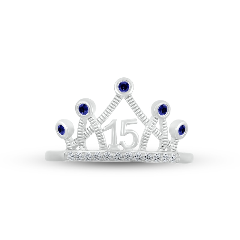 Main Image 2 of Blue & White Lab-Created Sapphire Quinceañera Crown Ring 10K White Gold