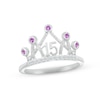 Thumbnail Image 1 of Amethyst & White Lab-Created Sapphire Quinceañera Crown Ring 10K White Gold