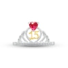 Thumbnail Image 2 of Lab-Created Ruby & White Lab-Created Sapphire Quinceañera Crown Ring Sterling Silver & 10K Yellow Gold