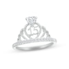 Thumbnail Image 1 of White Lab-Created Sapphire Quinceañera Crown Ring Sterling Silver