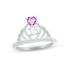 Thumbnail Image 0 of Amethyst & White Lab-Created Sapphire Quinceañera Crown Ring Sterling Silver